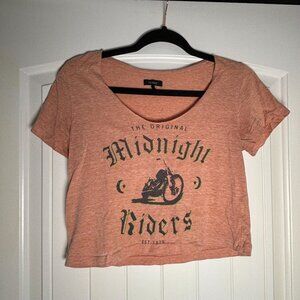 Nollie Midnight Riders Cropped Short Sleeve Shirt Peach Small